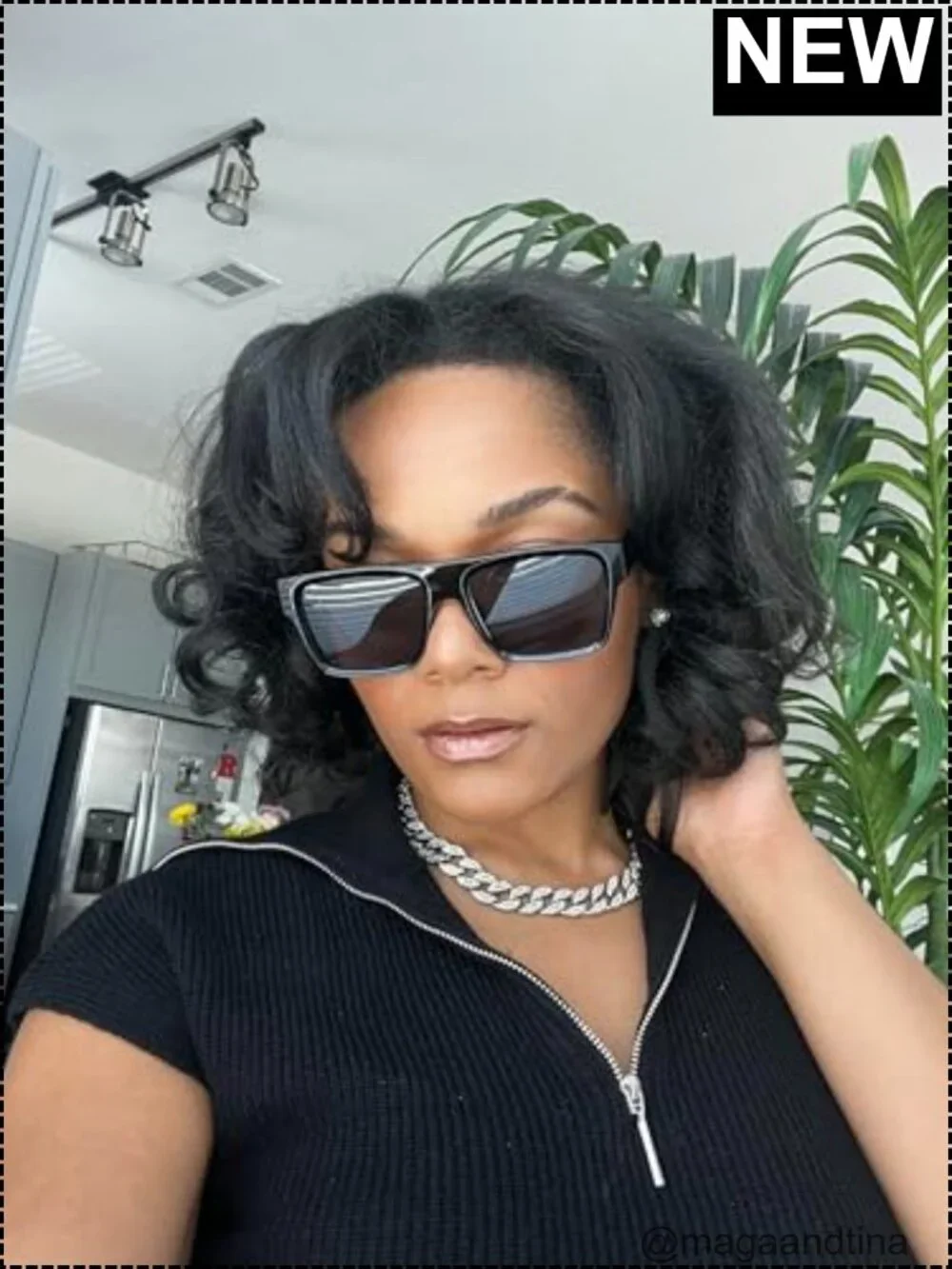 Oversized Square Flat Top Sunglasses TR90 UV400